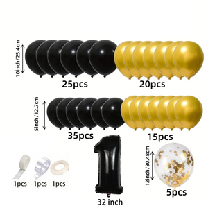 Negro oro 1st 2nd confeti globos de látex arco Kit guirnalda conjunto bebé niña niño Feliz cumpleaños decoración fiesta suministros - Product Image 6