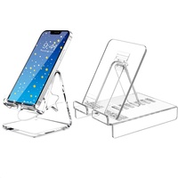 Support de téléphone portable en acrylique transparent personnalisé, support de téléphone portable pliable en plastique écologique pour bureau