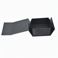 Caja de Regalo Plegable Negra de Lujo con Logotipo Personalizado, Caja de Embalaje de Cartón Rígido Magnético al por Mayor con UV Localizado para Ropa