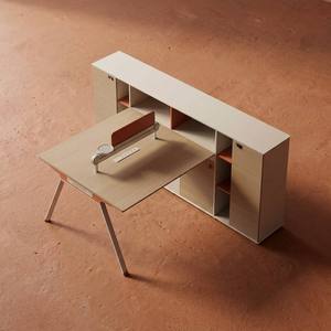 Poste <span class=keywords><strong>de</strong></span> travail modulaire pour personnel <span class=keywords><strong>de</strong></span> <span class=keywords><strong>bureau</strong></span>, <span class=keywords><strong>bureau</strong></span> avec cloison en bois et armoire <span class=keywords><strong>de</strong></span> rangement - Product Image 2
