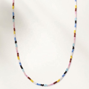 Collier personnalisé avec perles colorées délicates, nouveau design, plaqué or 14 carats, acier inoxydable, tendance pour femmes - Product Image 1