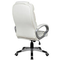 Chaise de bureau pivotante moderne en cuir blanc de haute qualité, ergonomique, réglable en hauteur (350 mm), base en métal, pour la maison ou le bureau
