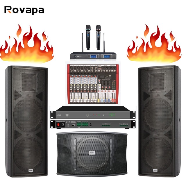 Factory Price Full Range Dual 15 Inch 1200W Speaker Passive Woofer Bass Subwoofer Stage Audio Mixer Professional Mic Amplifier