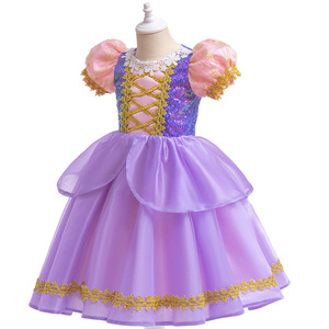 Robe de princesse <span class=keywords><strong>Raiponce</strong></span> pour enfants, costume violet complet <span class=keywords><strong>avec</strong></span> accessoires pour spectacle sur scène, fête d'anniversaire - Product Image 4