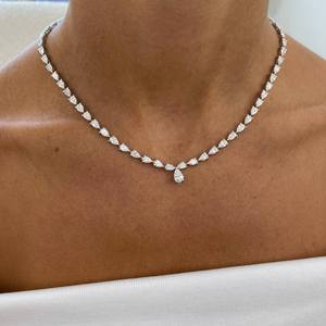 Glamoroso Collar de Tenis de Plata 925 con Moissanita Pera, Diseño de Lágrima, Elegante Joyería para Bodas y Fiestas, Regalo de Moda para Mujer - Product Image 4
