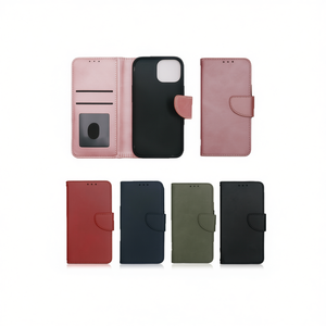 Funda de cuero para teléfono con tarjetero para iPhone, diseño de cubierta abatible con soporte, varios colores - Product Image 2