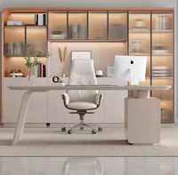 Chef de table moderne Bureau d'ordinateur Bureau en pierre frittée Table de luxe pour PDG Bureaux de direction Mobilier de bureau