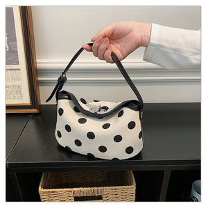 Women's Polka Dot Crossbody <b>Bag</b> Minimalist Handheld Bucket <b>Bag</b> Fashionable Lock Versatile Shoulder <b>Bag</b> - Product Image 1