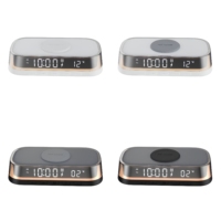 15W Magnetische Draadloze Oplader 3-in-1 Digitale Wekker Temperatuurweergave LED Sfeerverlichting Nachtlampje voor Slaapkamer Kantoor Bureau