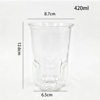 Gobelet en verre borosilicate 420 ml avec fond en forme de patte de chat, verre transparent pour café glacé, latte, thé, eau, verrerie