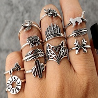 Mwsc — bagues en or avec cœur papillon et diamant, pour femmes, accessoire de mode en forme de serpent, de lune et de style bohème, dix paquets de chaînes