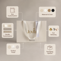 Sac en papier personnalisé avec logo estampé à chaud or, poignée en ruban de satin blanc, idéal pour les cadeaux, les cosmétiques, les soins de la peau et la beauté
