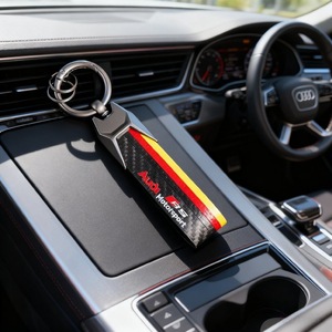 Porte-clés <span class=keywords><strong>de</strong></span> <span class=keywords><strong>voiture</strong></span> universel en alliage <span class=keywords><strong>de</strong></span> zinc <span class=keywords><strong>de</strong></span> <span class=keywords><strong>luxe</strong></span> léger, motif fibre <span class=keywords><strong>de</strong></span> carbone, logo sport tricolore Mercedes-Audi, modèle 31651 - Product Image 3