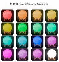 Veilleuse LED Globe Lune Pleine Moderne à Brancher, 16 Couleurs RVB Changeantes, Impression 3D Personnalisée DIY, Tactile Intelligente pour Chambre à Coucher