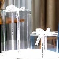 Vente en gros de boîte cadeau à gâteau d'anniversaire PET transparente 12 pouces emballage de gâteau boîte transparente en plastique PVC boîte carrée à cupcakes de boulangerie de mariage