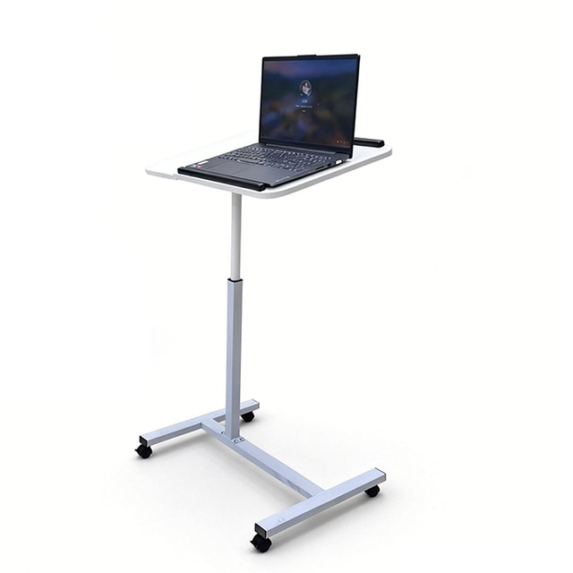 Foldable Swivel Metal Laptop Table with Adjustable Height Wheels for Dormitory Living Room