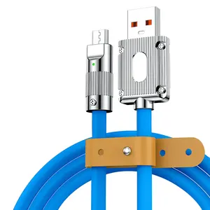 120 Вт супер быстрый зарядный кабель металлический цинковый сплав жидкий силикон Micro USB Type-C зарядный кабель для передачи данных для iPhone Android