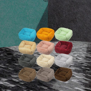 Sofá cama ortopédico de espuma viscoelástica de lujo para gatos y perros Material de piel sintética impermeable y lavable patrón sólido Dropshipping - Product Image 3