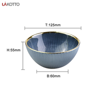 Bol à salade de nouilles soupe en verre, inoxydable de haute qualité avec bordure dorée et ensemble d'assiettes à gâteau rondes en verre transparent pour la cuisine de la maison