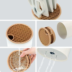 Porte-couteaux en bois grainé, cylindrique, en PPABS, multifonctionnel, pour cuisine - Product Image 4