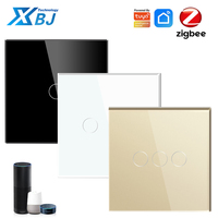Interrupteur tactile intelligent Tuya Zigbee 3.0 EU UK 1/2/3/4 gangs bipolaire 10A max. Fils neutres requis, contrôle vocal Alexa/Google Home