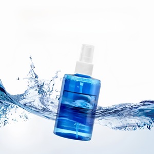 Bouteille pulvérisateur transparente bleue de 100 ml en PET pour solution nettoyante à l'alcool avec fonction d'impression sérigraphique, en stock à Yuhuan, Zhejiang - Product Image 1
