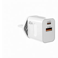Chargeur mural rapide USB A Type-C 45W avec prise UK/EU/US, 2 ports QC 3.0 PD OVP, charge rapide pour ordinateur portable et appareil photo, téléphone portable