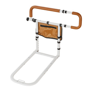 KS <b>Bedside</b> Handrail With <b>Storage</b> Mesh Bag Adjustable Height For Elderly Safety Rail 120cm Orange U-Shaped Base - Product Image 1