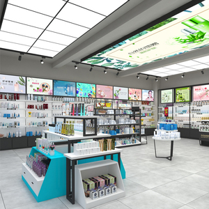 Estante de exhibición de cosméticos personalizado de una sola parada, estante de maquillaje con luz LED para tienda - Product Image 4