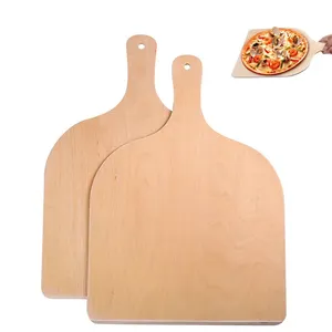 Tabla de Cortar de Bambú para Pizza, Sartén de Madera para Servir Pizza, Paleta con Mango, Popular, 1 Unidad