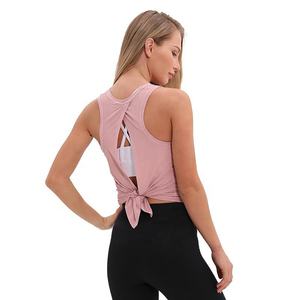 Camiseta sin mangas personalizable para mujer, transpirable, de secado rápido, antibolitas, Tops cortos deportivos, gimnasio, entrenamiento, correr, deportes, botón elástico, Yoga - Product Image 2