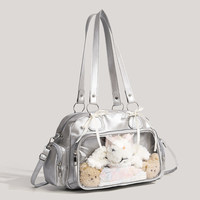 Nouveau sac bandoulière transparent à grande capacité sur le thème de l'anime, avec fermeture éclair, deux sangles, en PU, style japonais-coréen