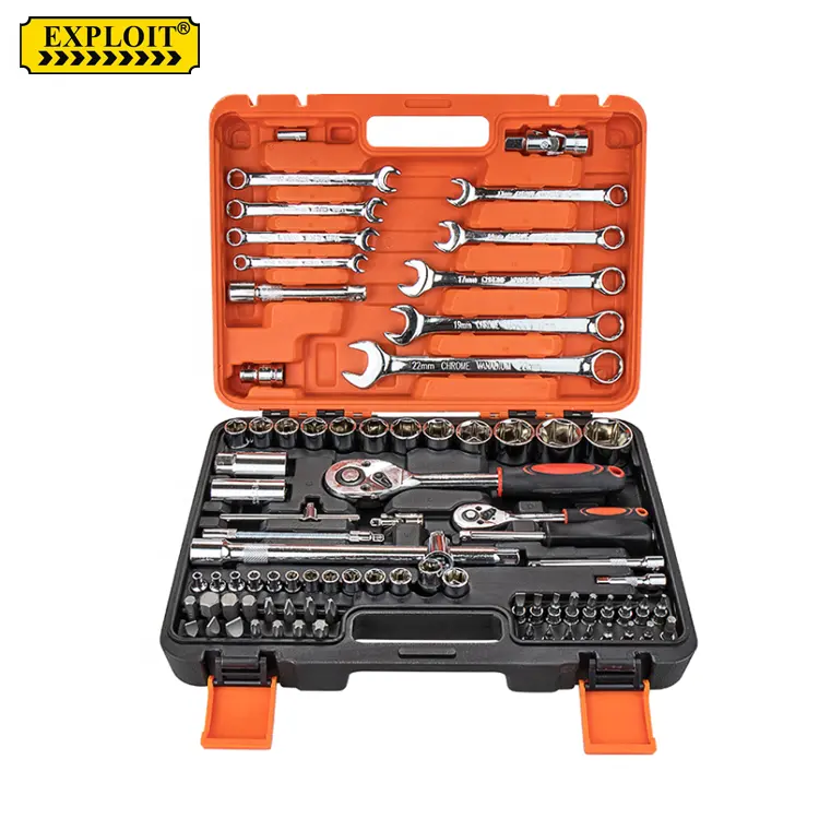 Wholesale Heavy Duty Standard Edition Portable 82 pcs Auto Car Repair Hand Tools Universal Socket Wrench Set