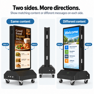 Affichage numérique mobile double face Gemdragon <span class=keywords><strong>de</strong></span> 43 pouces alimenté par batterie pour extérieur, 2000 nits, IP65, avec roues - Product Image 5
