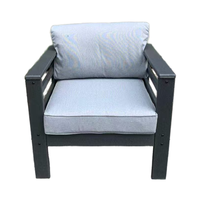 Ensemble de canapés d'extérieur en PEHD sans entretien, fauteuil de patio en bois composite toutes saisons, chaise longue moderne durable, coussin de piscine