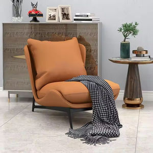 <span class=keywords><strong>Fauteuil</strong></span> de salon moderne et confortable avec pouf, pieds <span class=keywords><strong>en</strong></span> métal, revêtement <span class=keywords><strong>en</strong></span> <span class=keywords><strong>cuir</strong></span> véritable - Design extensible pour la maison, le bureau, le café - Product Image 1