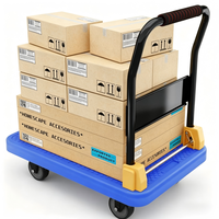 Carretilla de Mano Metálica Plegable de Cuatro Ruedas OEM de 400 kg, Carro de Transporte Industrial con Plataforma Silenciosa