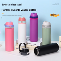 Bouteille d'eau sport isotherme à double paroi en acier inoxydable 24oz/32oz, tasse de bureau pour adultes, anti-fuite avec paille, sans BPA, 6-12