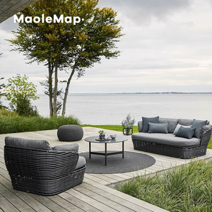 أثاث فندقي طقم فناء للحديقة، كرسي استرخاء عصري من الخوص للمقهى والشاطئ وحمام السباحة، كرسي فاخر من الألومنيوم، سرير تشمس من الروطان على الطراز الشمالي للبيسترو - Product Image 6