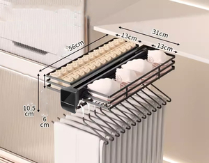 Garde-robe à l'intérieur du rangement Glissière télescopique montée sur le dessus Cintre Corde à linge Pôle Pull-out Rail Pant Rack - Product Image 6
