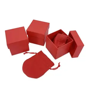 Anel de veludo com embalagem personalizada, embalagem de presente de veludo com anel para embalagens vermelhas com caixa de joias