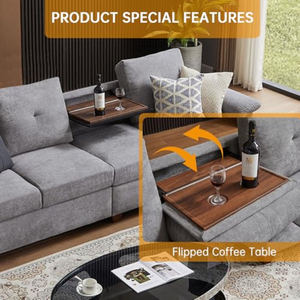 Dönüştürülebilir, Depolama Alanlı, 4 Kişilik, L Şeklinde Kanepe, Şezlonglu, Modern Mikrofiber Kumaşlı Oturma Odası Kanepeleri - Product Image 3