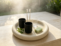 Plateau rond en résine pour vanité, vente en gros directe usine, porte-savon décoratif pour salle de bain, plateau de rangement pour bijoux, pour hôtel et décoration intérieure