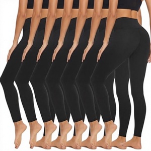 Leggings de yoga pour femmes en nylon/spandex de haute qualité, solides et doux, taille haute, élastiques, effet push-up, pour l'entraînement physique, personnalisables avec logo - Product Image 2