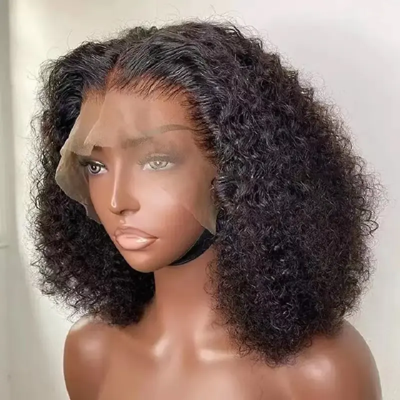 Hot Bán Brazil Afro Kinky Xoăn Tóc Ngắn Giả Tóc Con Người Tóc Giả Kinky Curl Bob Tóc Giả Tổng Hợp Ren Phía Trước Cho Phụ Nữ Da Đen