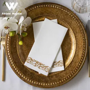 Winning Custom Fold Printed White Disposable Hand Airlaid Tissue Napkins Cutlery For Wedding Bathroom Luxury Paper Napkins