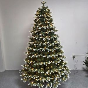 Árbol de Navidad Grande de 8 pies para Interiores, con Bisagras, Preiluminado con LED Multicolor, de Doble Color, de PE Completo, Giratorio - Product Image 1