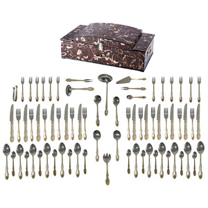 Ss201 không có từ mạ Vàng 128/132/142/152 miếng thiết lập dao kéo, Flatware Bạc <span class=keywords><strong>Set</strong></span> với gỗ trường hợp - Product Image 4