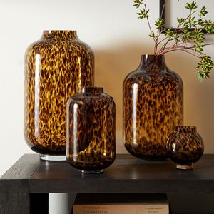 Colpo a mano Vintage ambra nero Design unico moderna casa decorativa leopardo rotonda grande fiore <span class=keywords><strong>vaso</strong></span> di vetro - Product Image 4