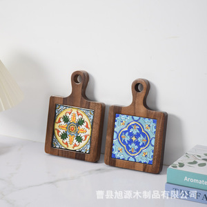In stock: heat-insulating wooden <b>mats</b>, black walnut solid wood decorative tile handles, wooden anti-scalding plates, coasters, - Product Image 4